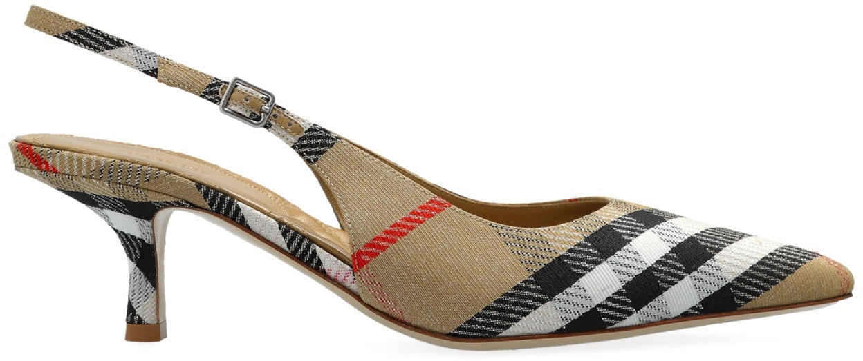 Burberry Burberry Birdie Check Slingback Pumps Beige
