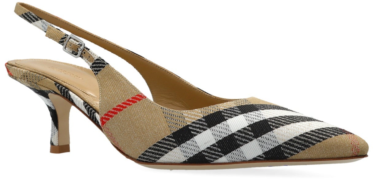 Burberry Burberry Birdie Check Slingback Pumps Beige