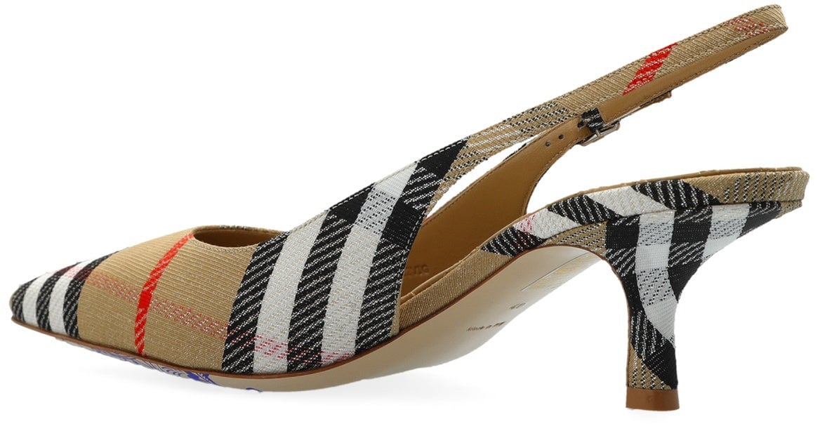 Burberry Burberry Birdie Check Slingback Pumps Beige