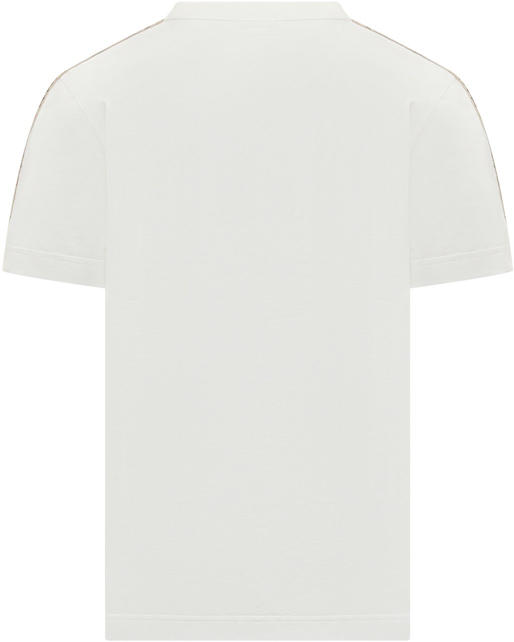 Burberry T-Shirt Con Dettaglio Check Sulle Spalle Wit