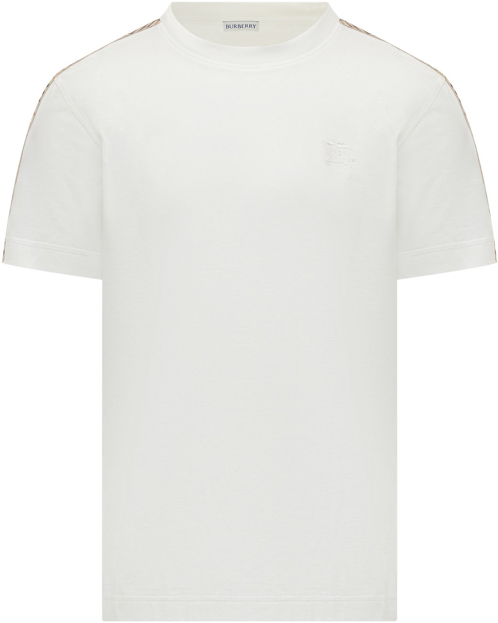 Burberry T-Shirt Con Dettaglio Check Sulle Spalle Wit