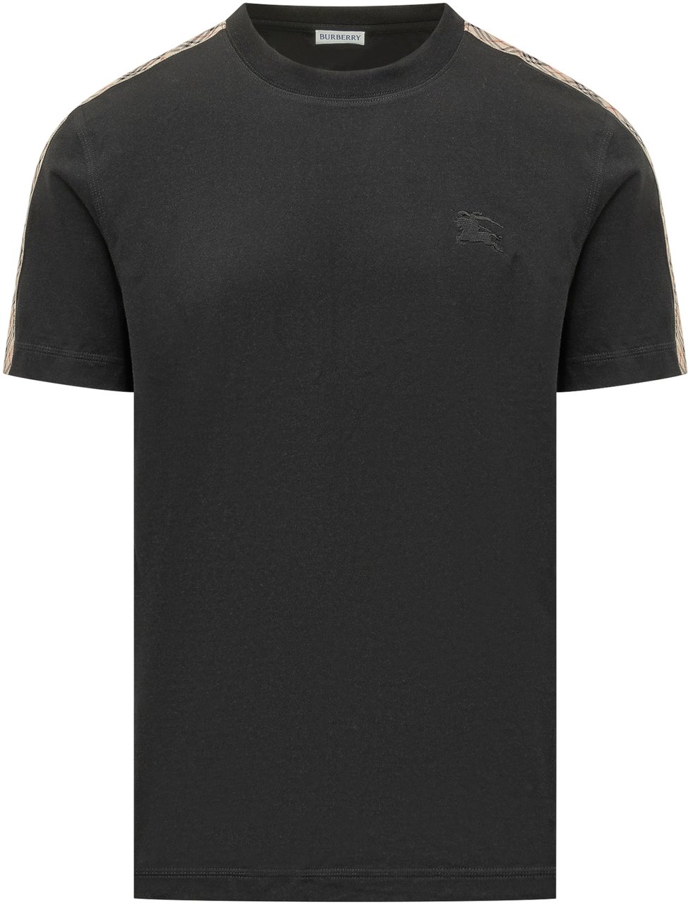 Burberry T-Shirt Girocollo Con Inserti Check Zwart