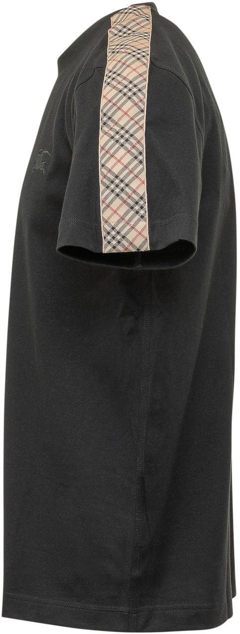 Burberry T-Shirt Girocollo Con Inserti Check Zwart