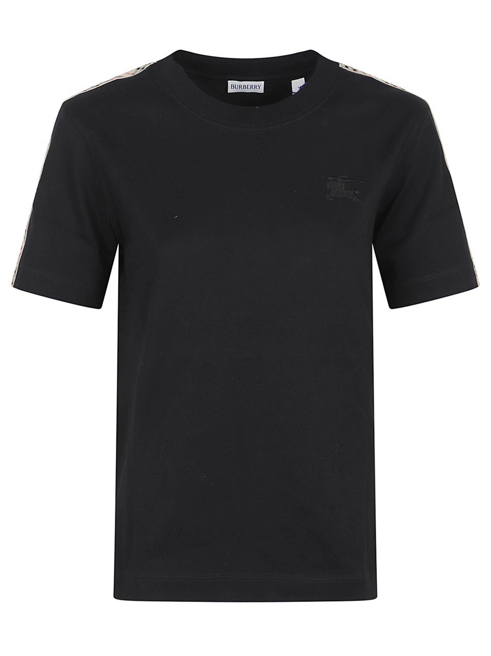 Burberry Short-Sleeved T-Shirt with Tonal Embroidery Zwart