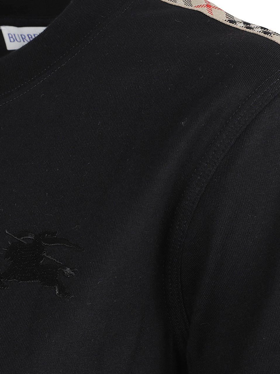 Burberry Short-Sleeved T-Shirt with Tonal Embroidery Zwart