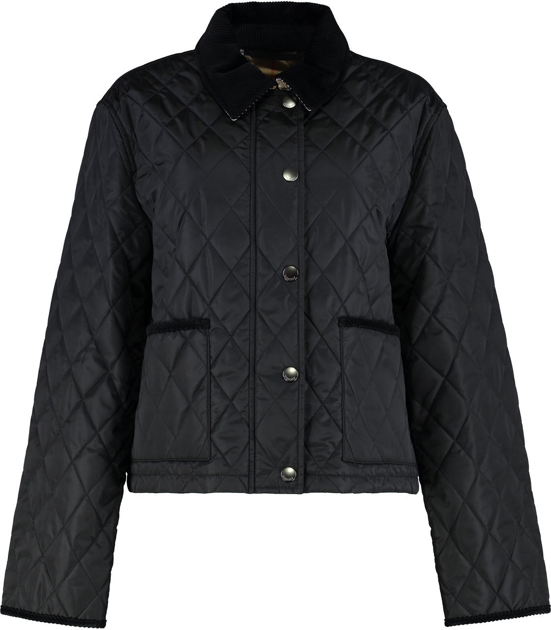 Burberry Cropped nylon quilted jacket Zwart