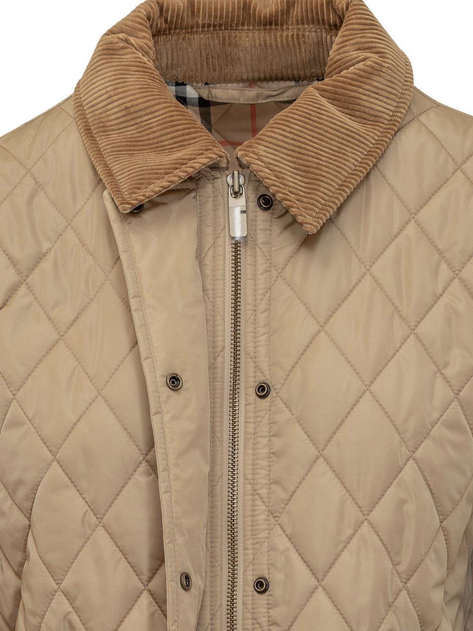 Burberry Giacca Trapuntata con Colletto in Velluto Beige