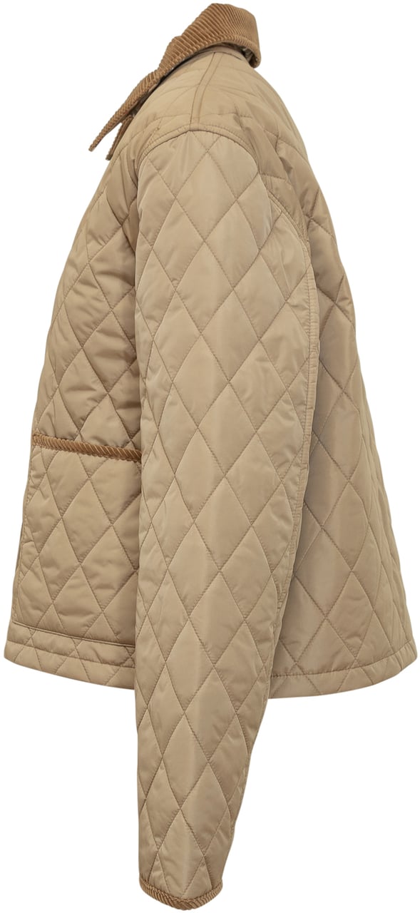 Burberry Giacca Trapuntata con Colletto in Velluto Beige