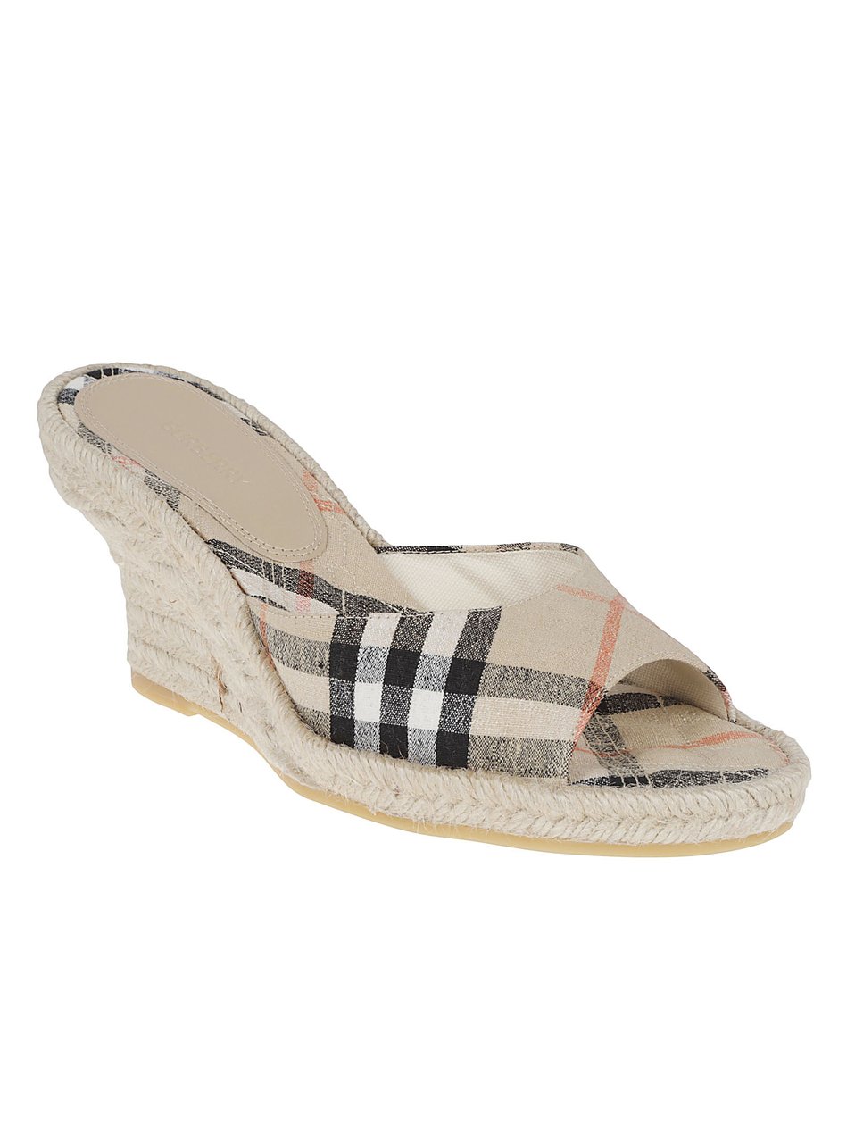 Burberry Open-Toe Mule Espadrilles with Burberry Check Design Grijs