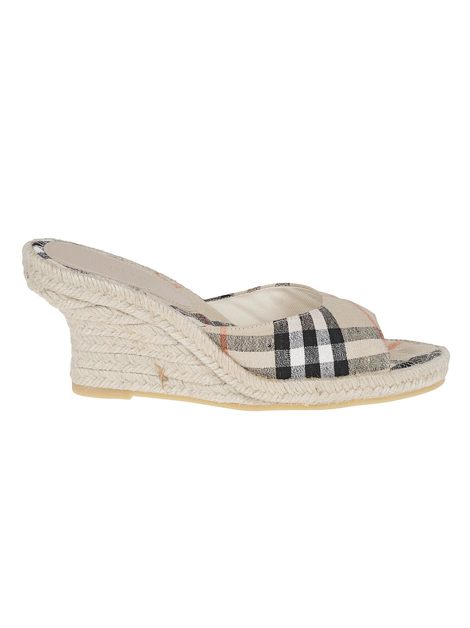 Burberry Open-Toe Mule Espadrilles with Burberry Check Design Grijs