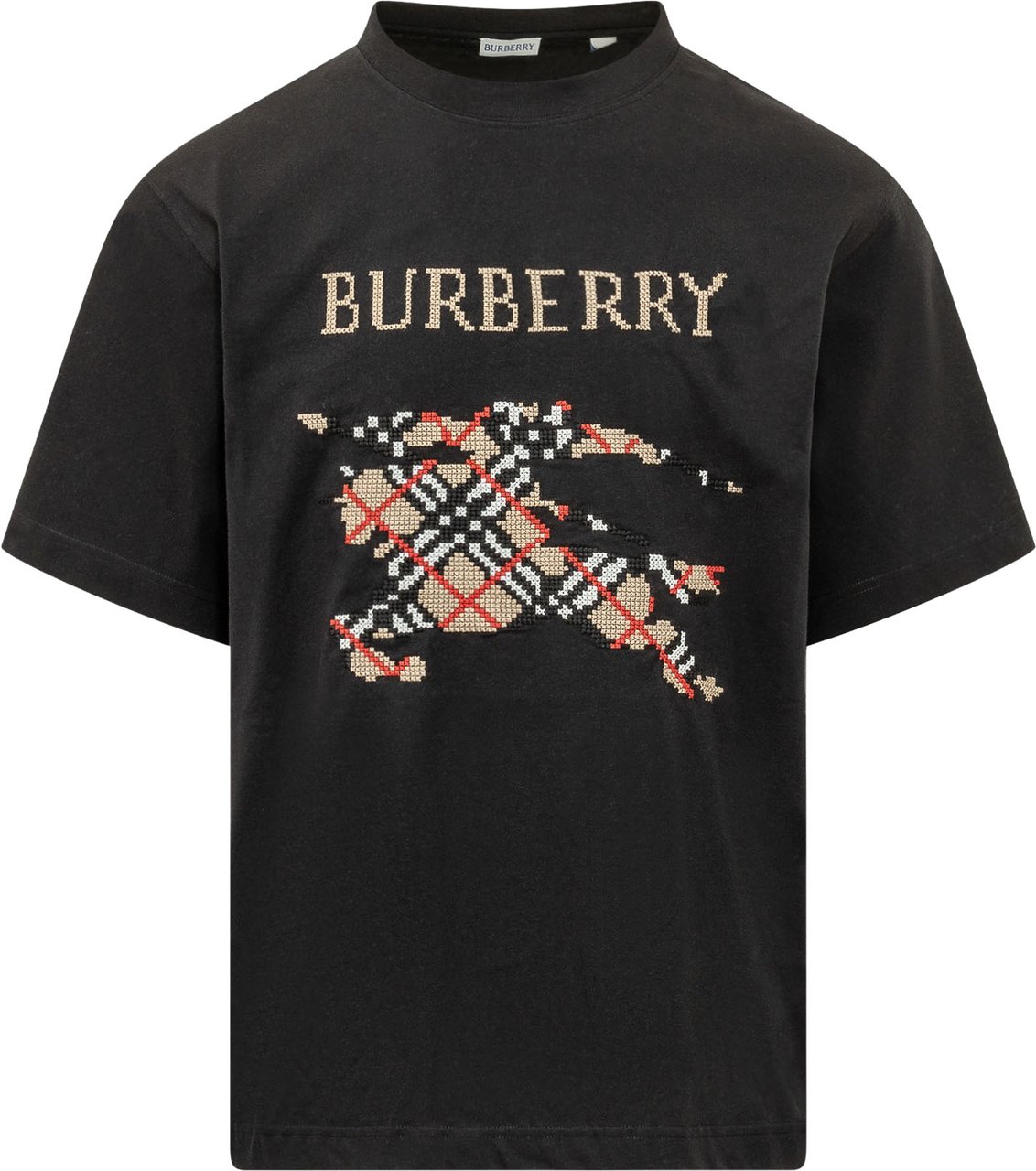 Burberry T-shirt Ryan con Stampa Knight Frontale Zwart