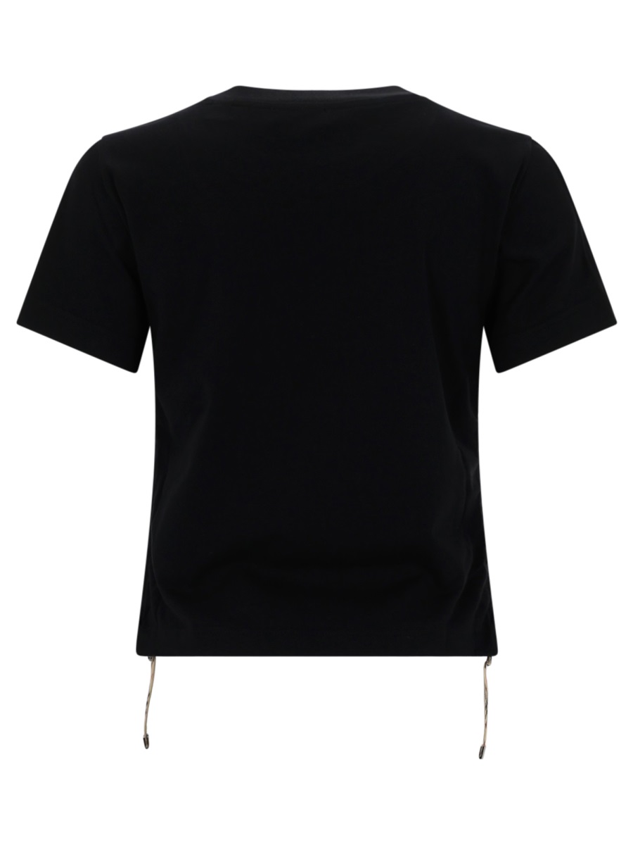 Burberry Festival Regular Fit Drawstring Hem Cotton T-Shirt Zwart