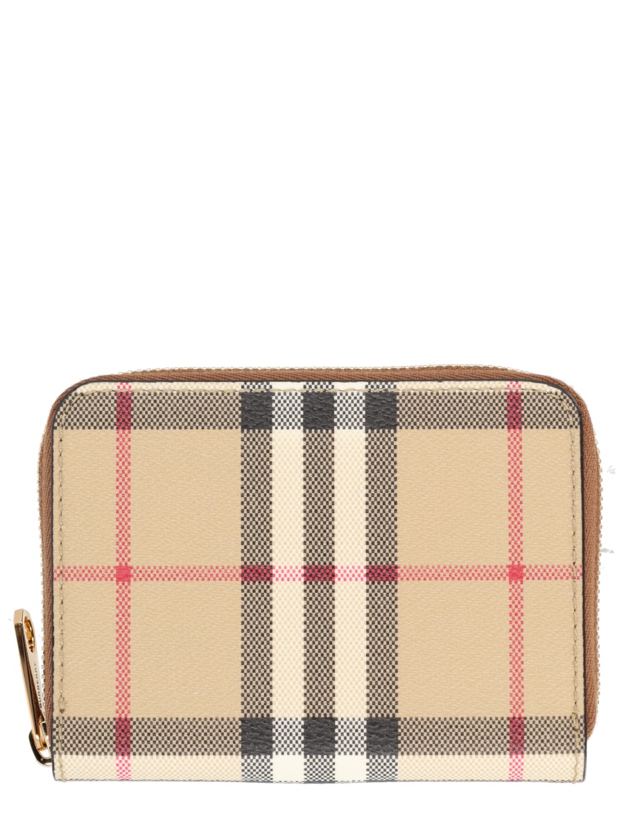 Burberry Check Pattern Zip-Around Cash Wallet Neutraal