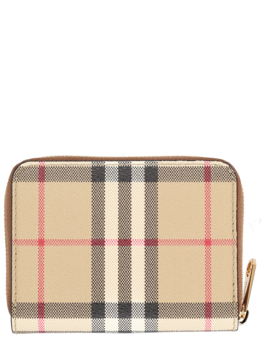 Burberry Check Pattern Zip-Around Cash Wallet Neutraal
