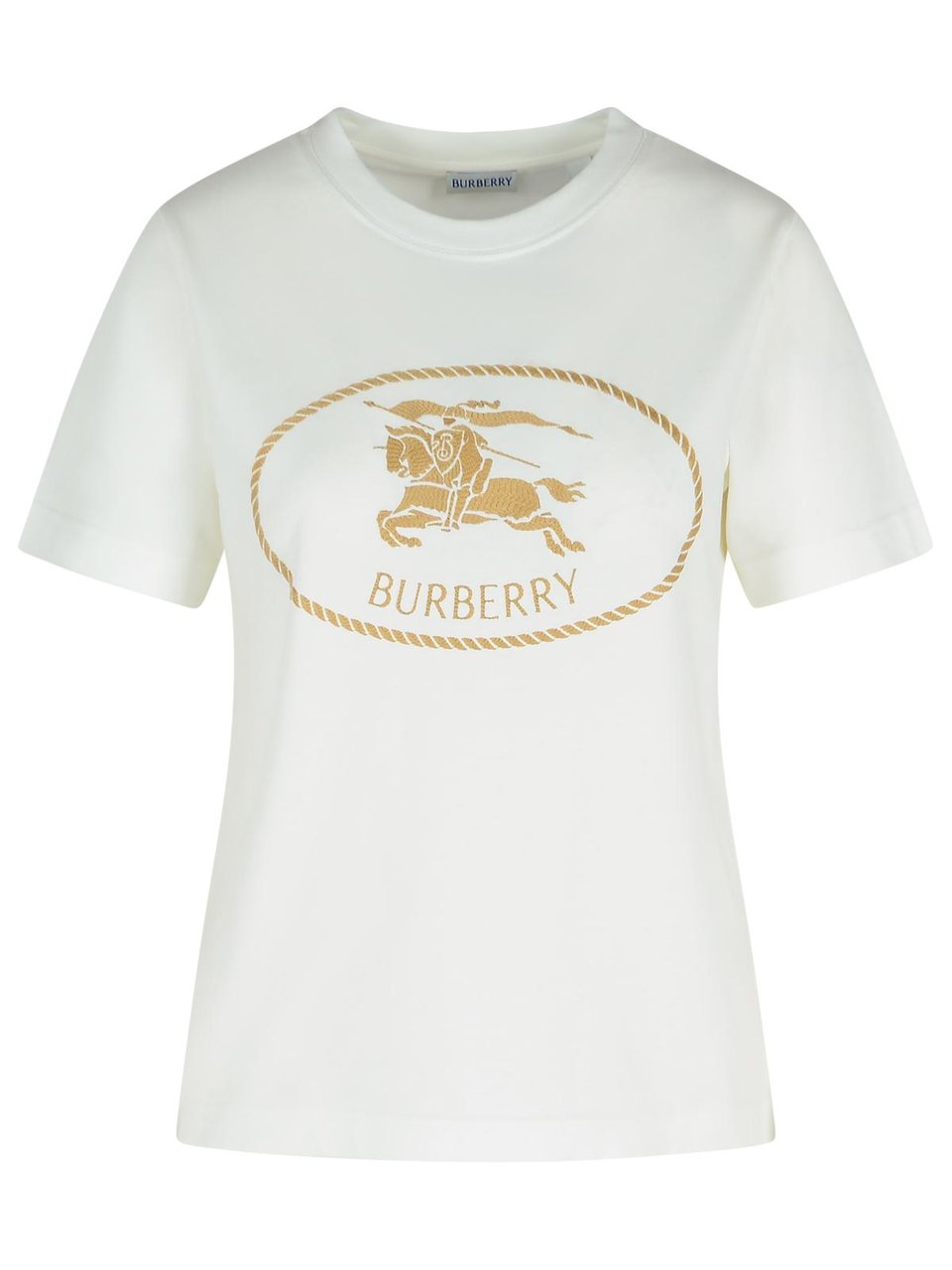 Burberry Ivory Cotton T-Shirt Wit