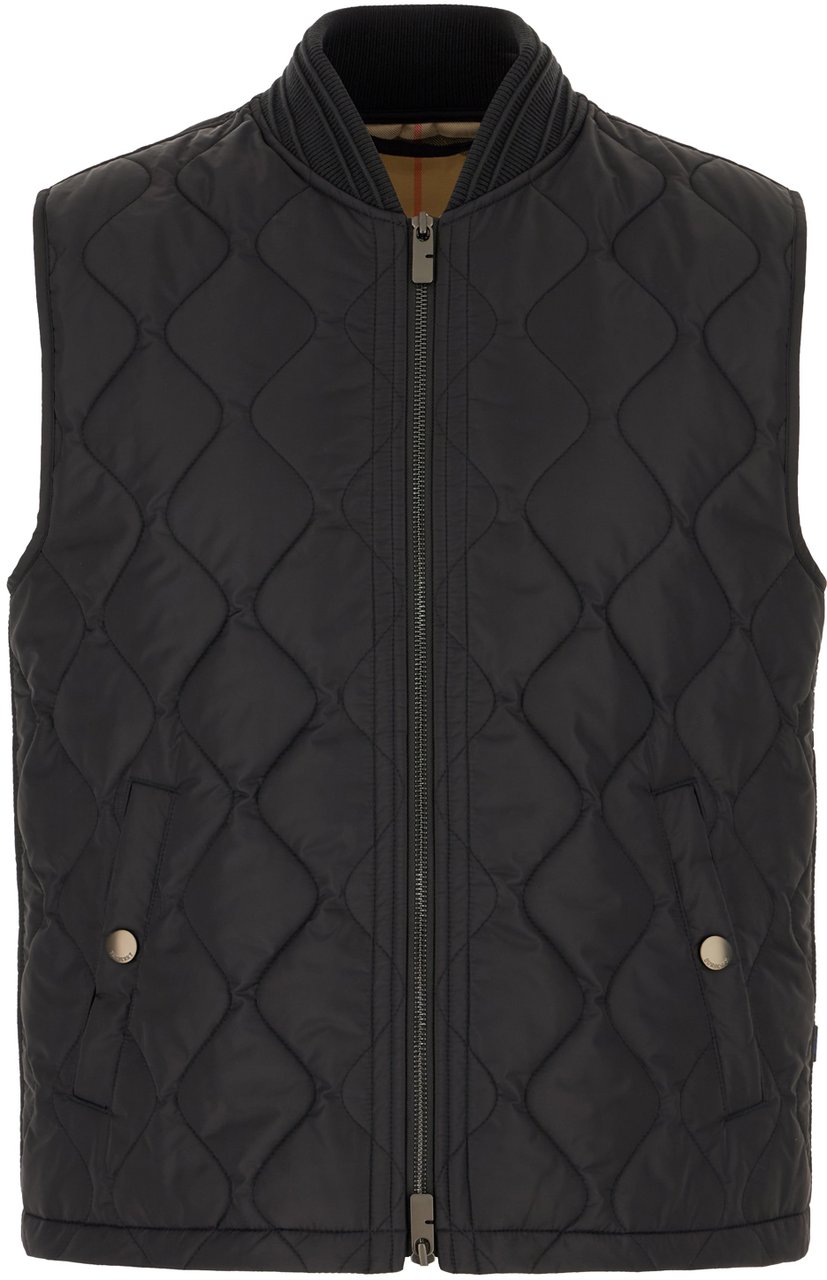 Burberry Burberry Black nylon padded sleeveless jacket Zwart