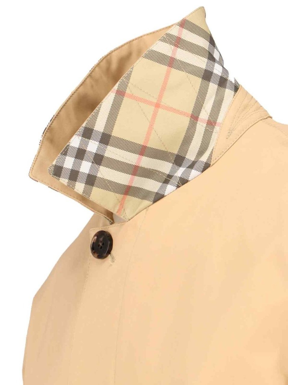 Burberry Check Lining Beige Cotton Coat Neutraal