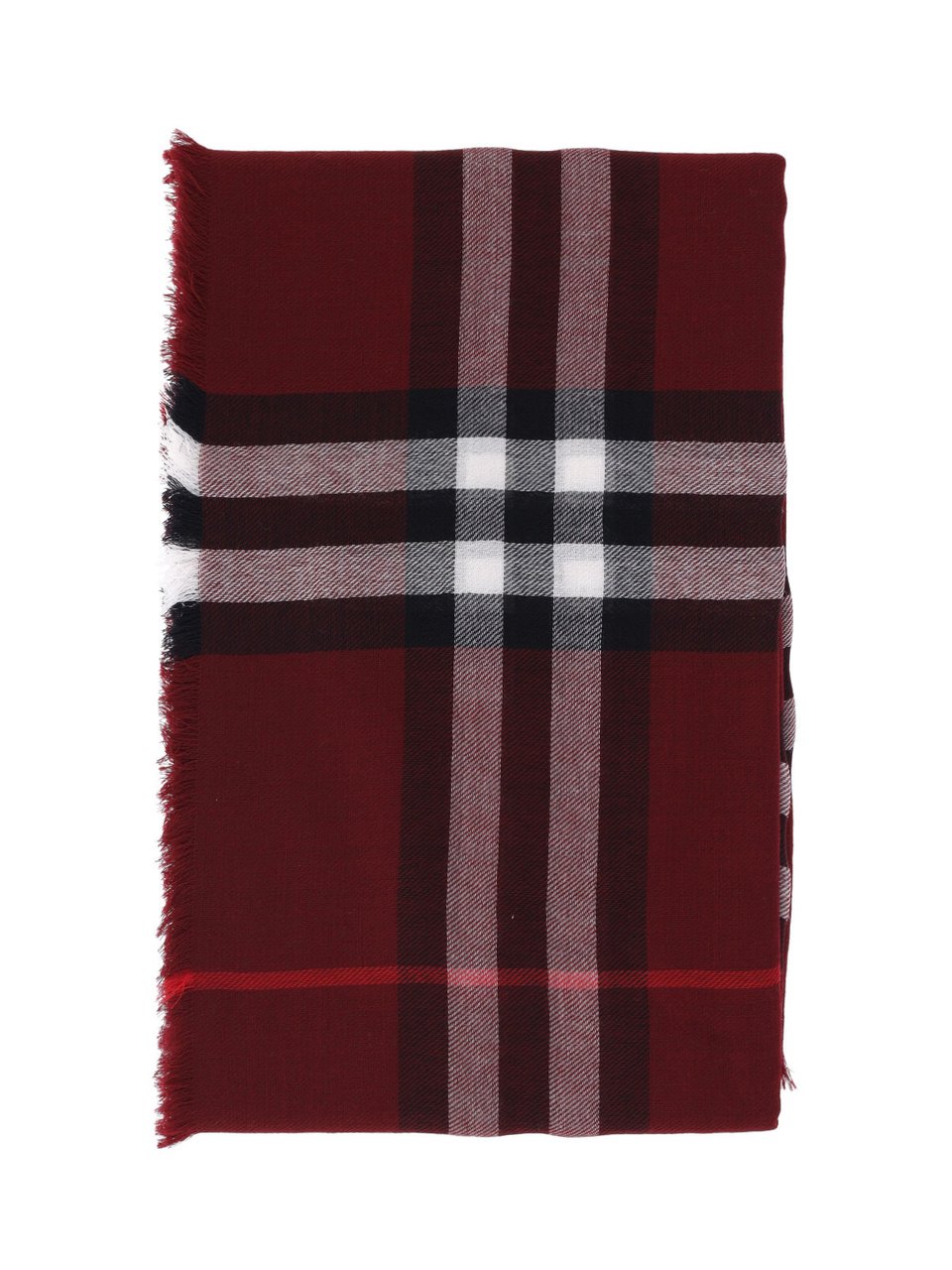 Burberry "Check" Wool Scarf – Red Maroon