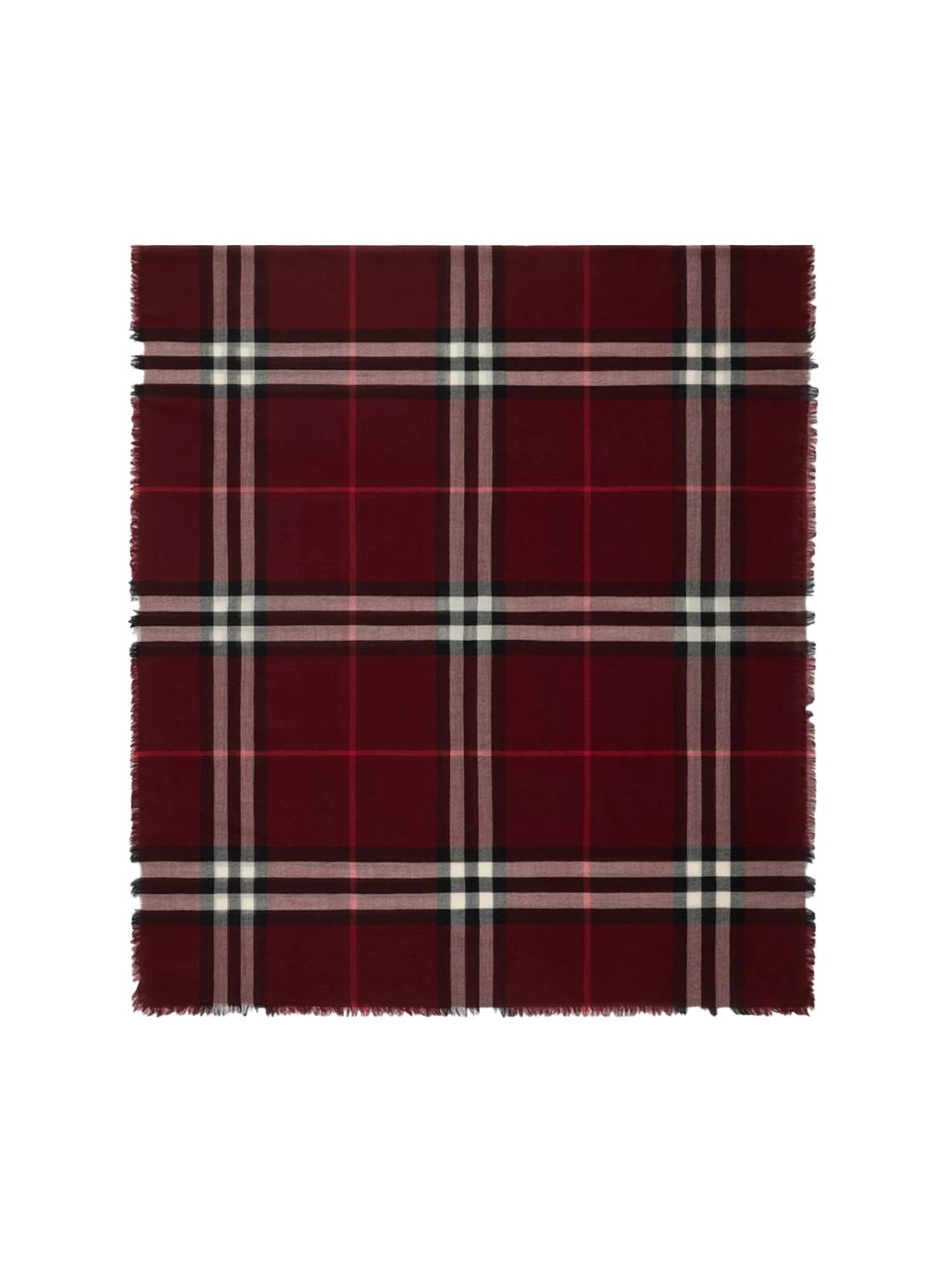 Burberry "Check" Wool Scarf – Red Maroon