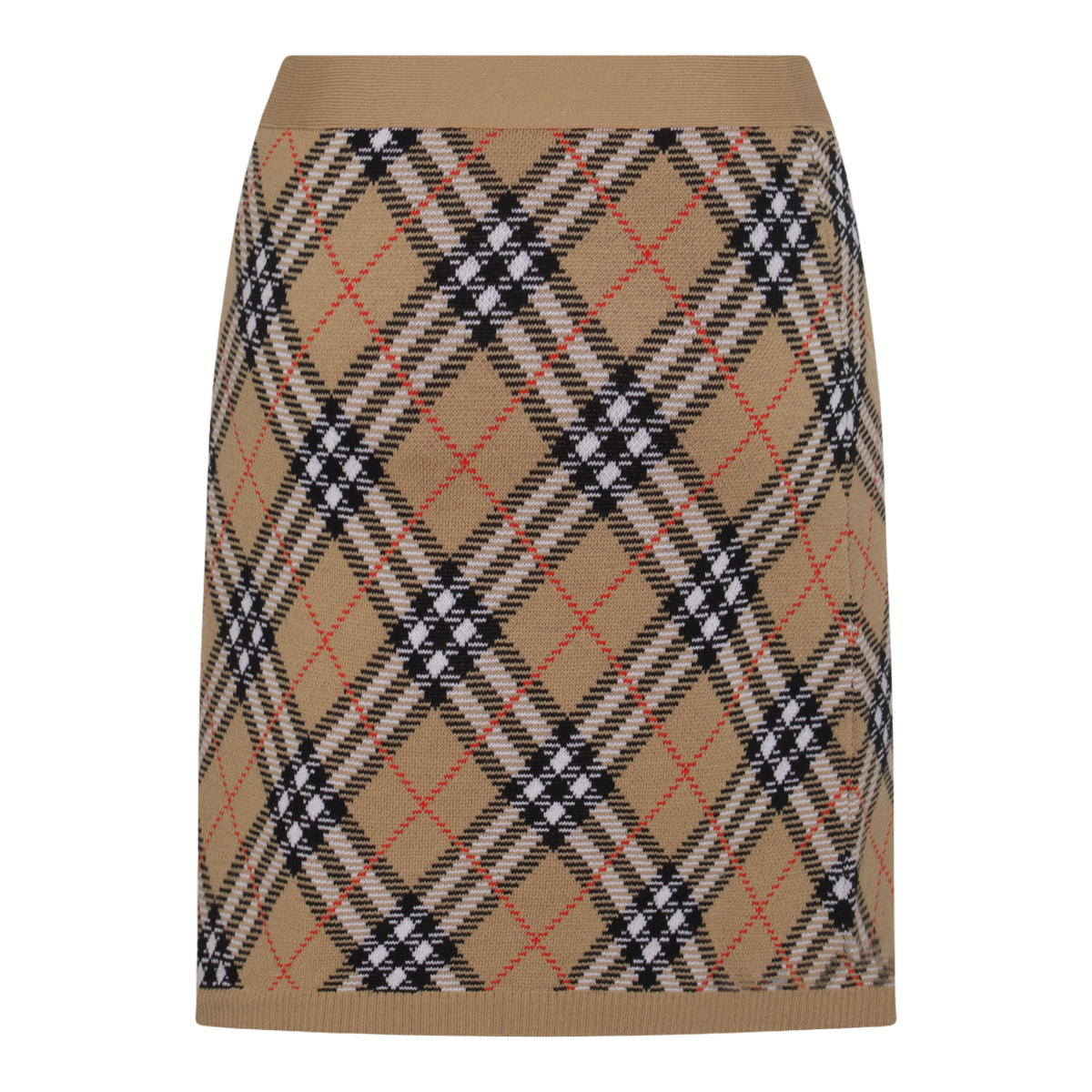 Burberry Knee-Length Skirt with Classic Checkered Pattern Bruin