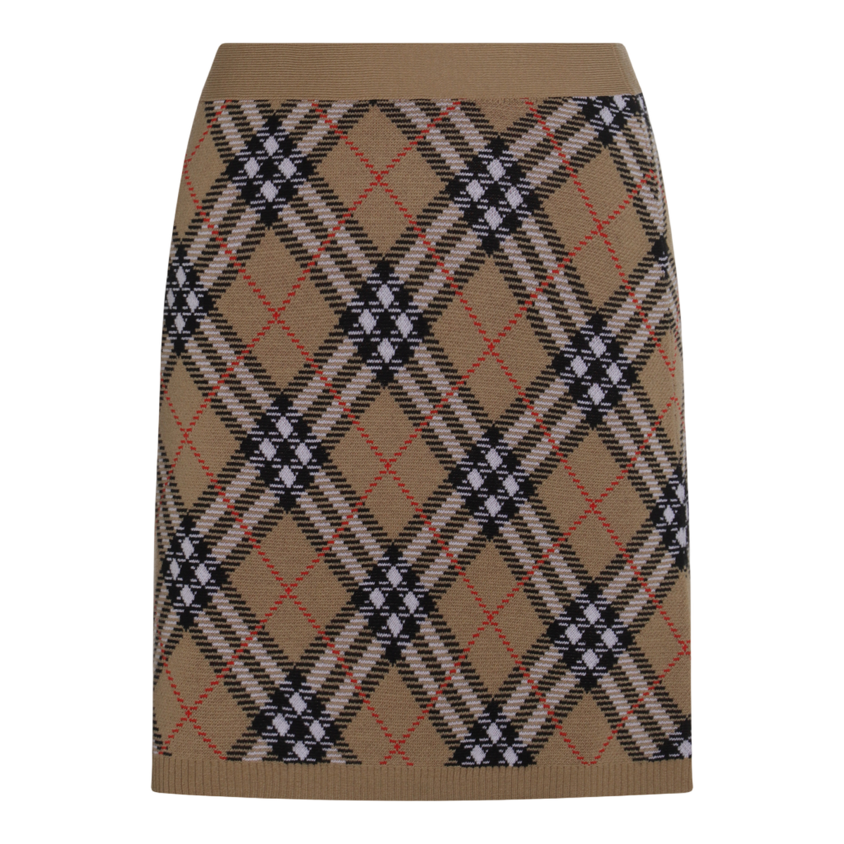 Burberry Knee-Length Skirt with Classic Checkered Pattern Bruin