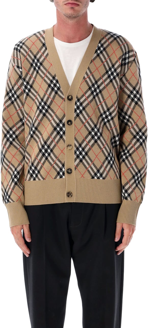 Burberry Check wool cardigan Bruin