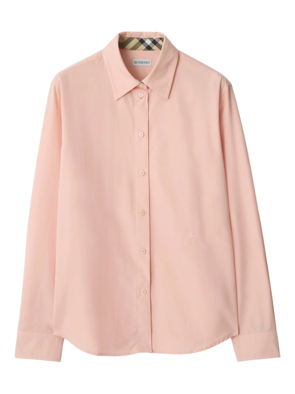 Burberry Pastel Pink Equestrian Knight Cotton Poplin Shirt Roze
