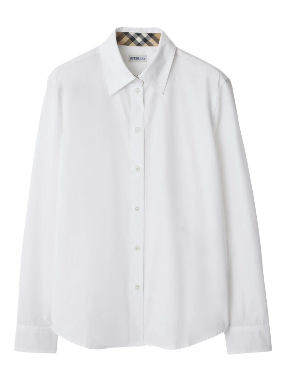 Burberry White Equestrian Knight Cotton Poplin Shirt Wit