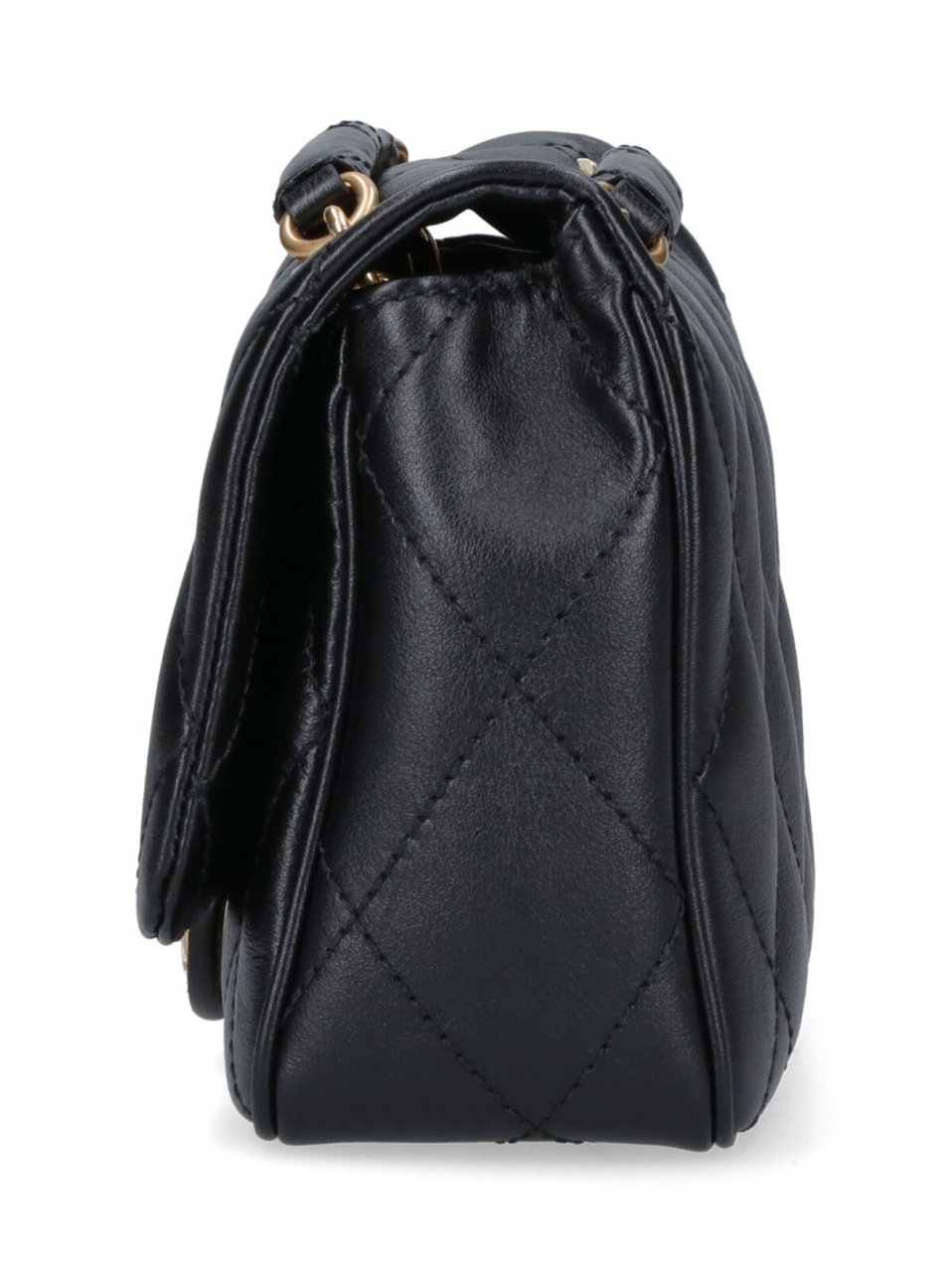 Burberry Compact Quilted Black Bag With Gold-Tone Plaque Zwart
