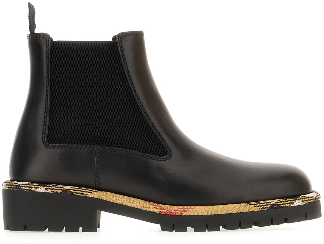 Burberry Burberry Black leather boots Zwart