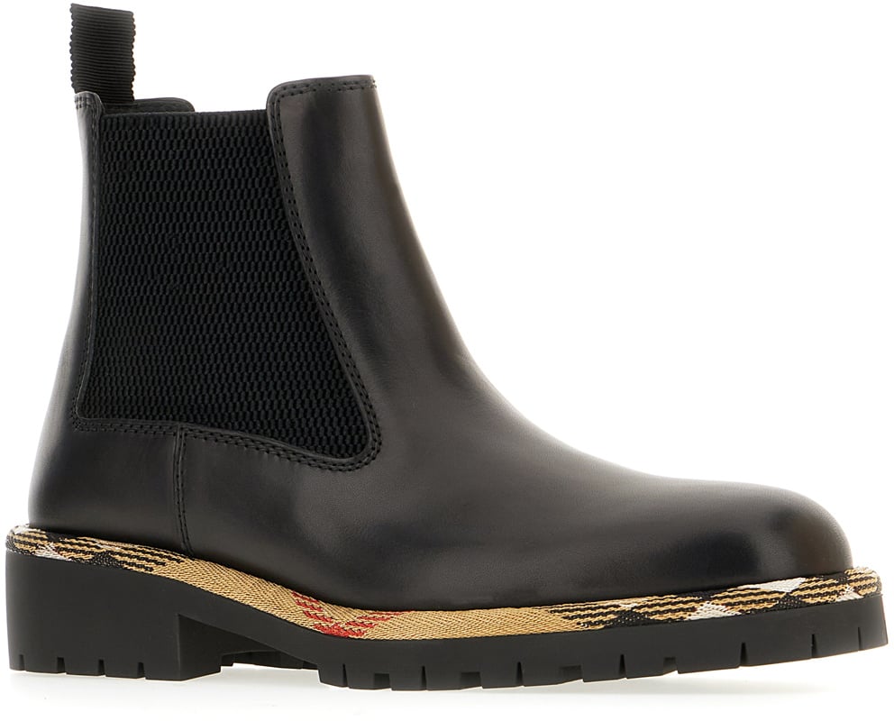 Burberry Burberry Black leather boots Zwart