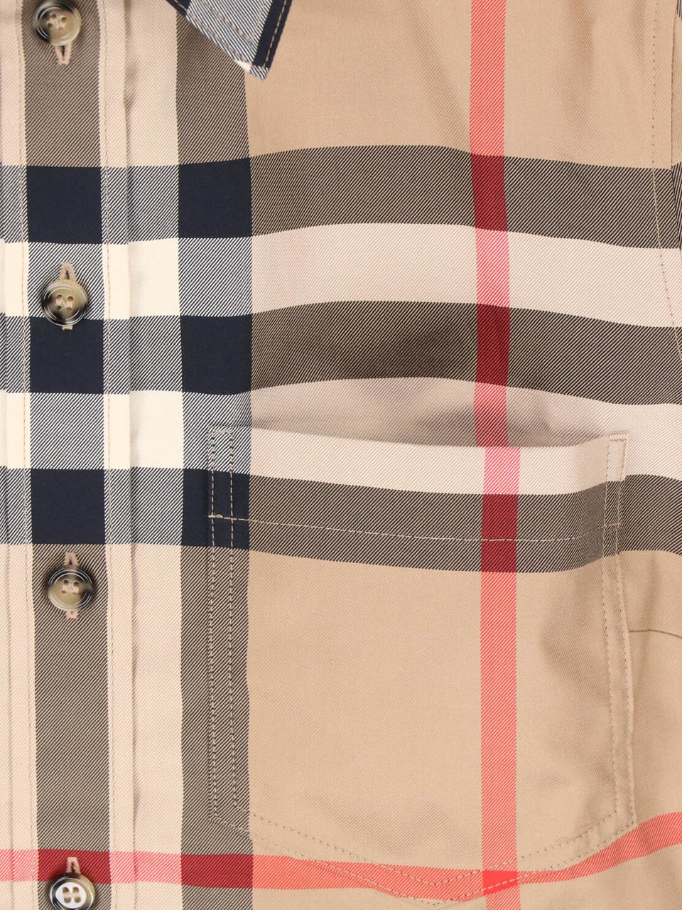 Burberry Beige Check Classic Cotton Shirt Bruin