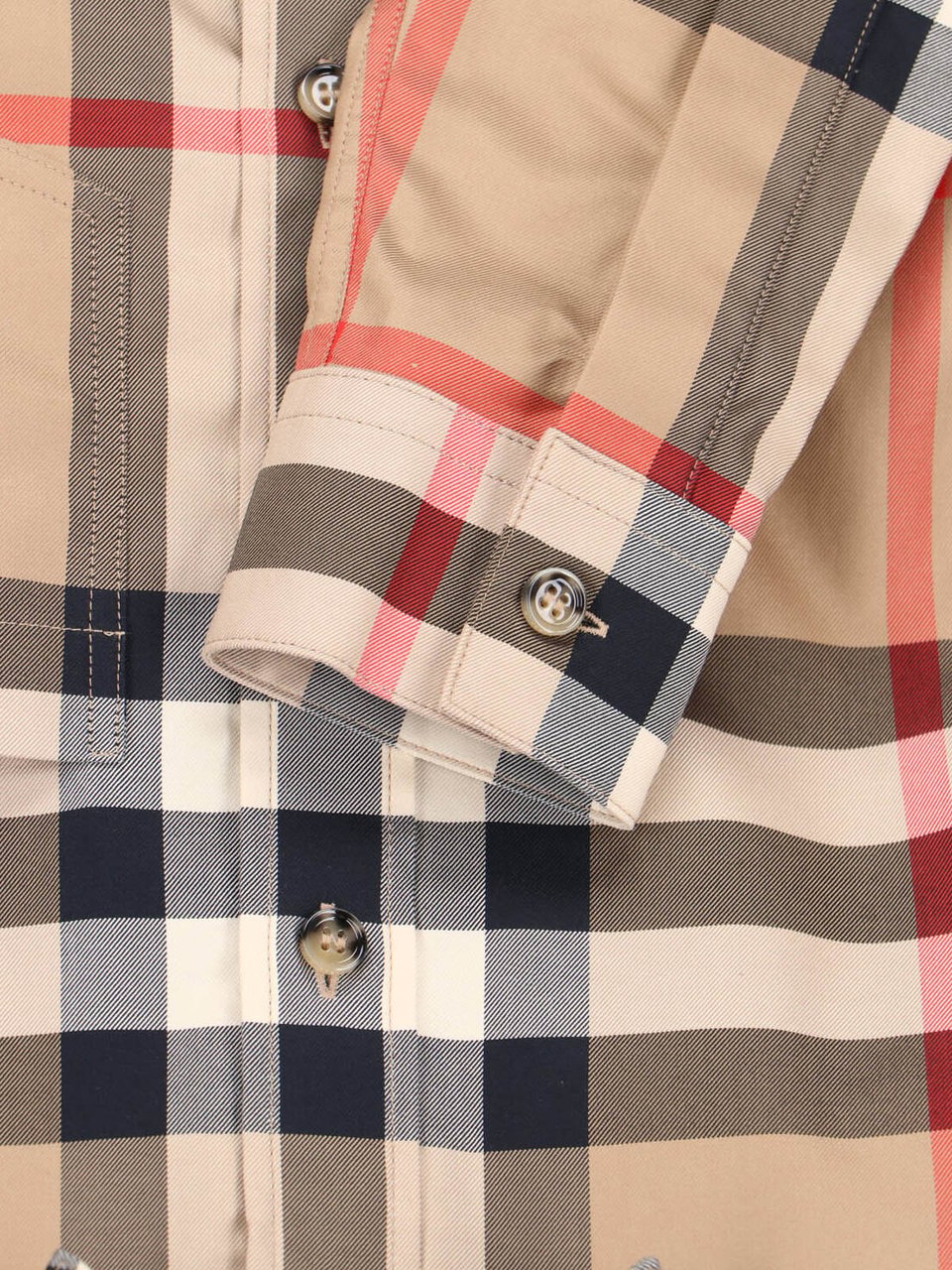 Burberry Beige Check Classic Cotton Shirt Bruin
