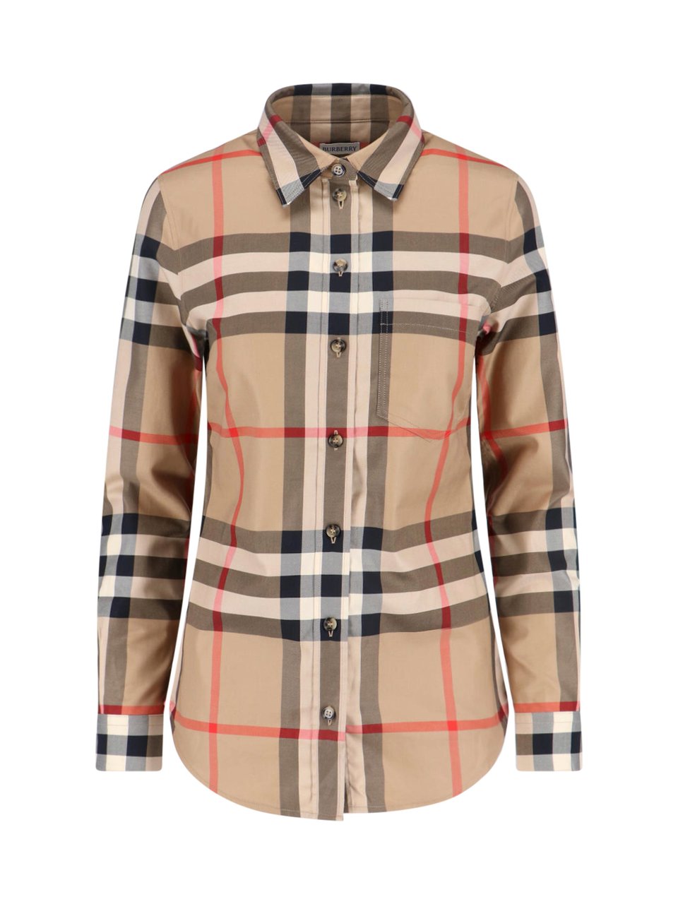 Burberry Beige Check Classic Cotton Shirt Bruin