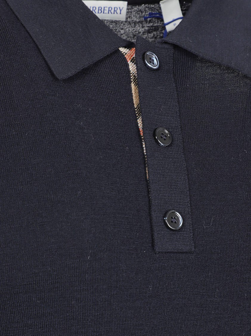 Burberry Short-Sleeved Polo Shirt With Classic Collar Zwart