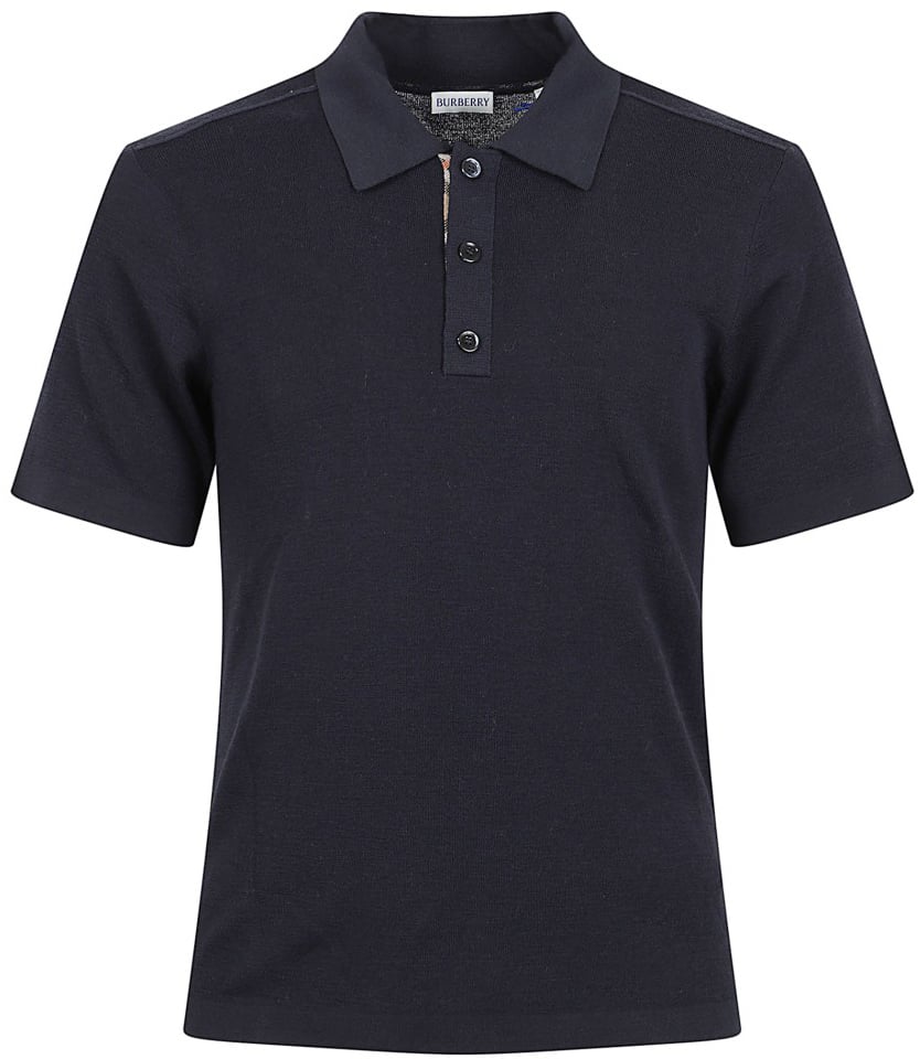 Burberry Short-Sleeved Polo Shirt With Classic Collar Zwart