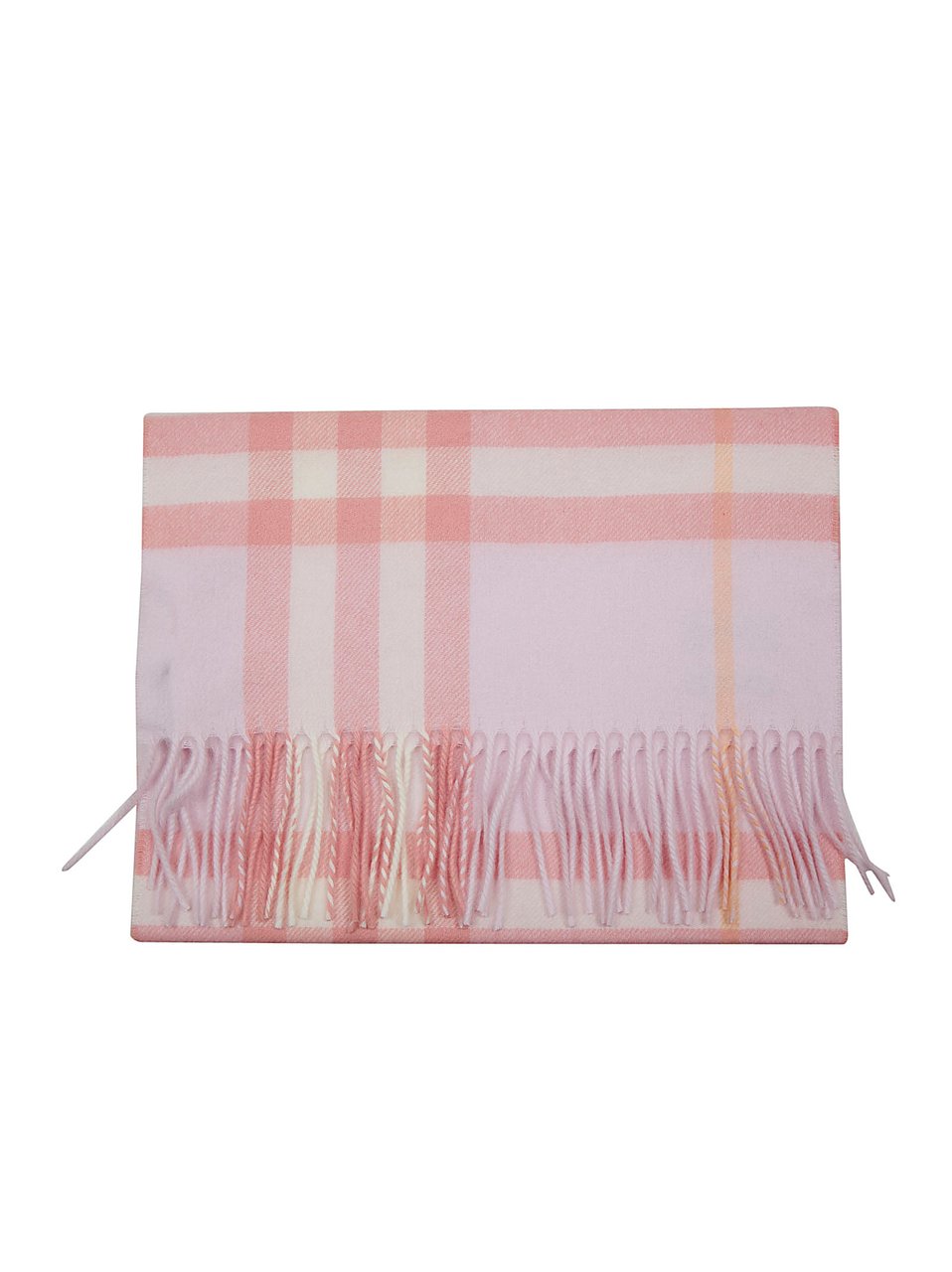 Burberry Cashmere Scarf with Classic Check Pattern and Fringed Ends Roze