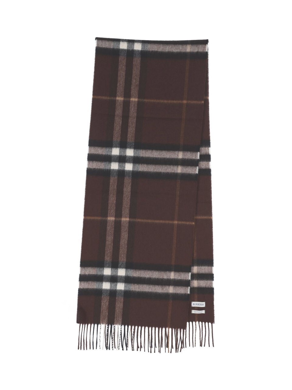 Burberry "Check" Scarf, In Brown Brushed Cashmere Neutraal