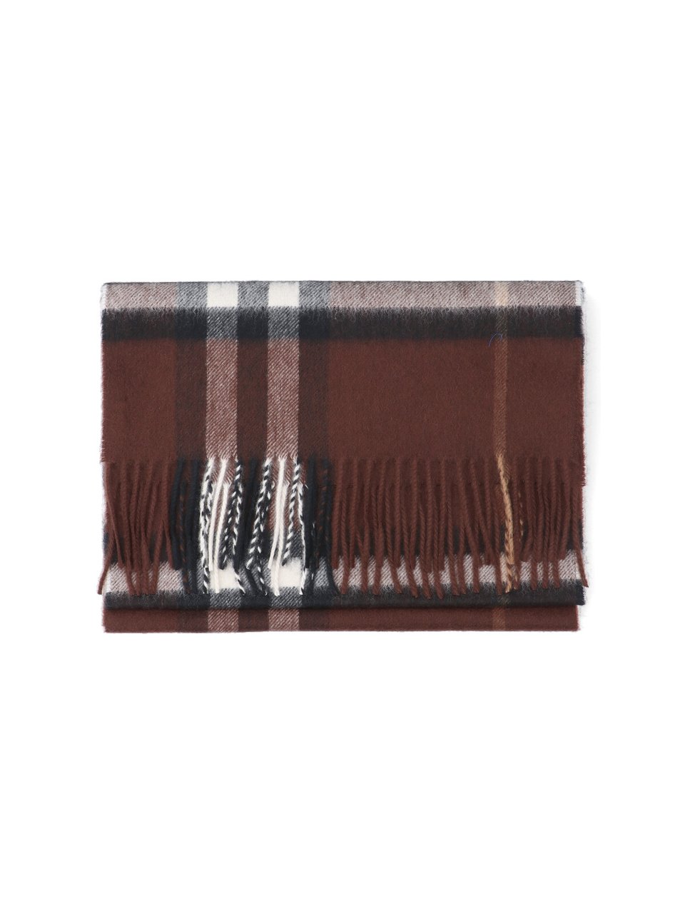 Burberry "Check" Scarf, In Brown Brushed Cashmere Neutraal