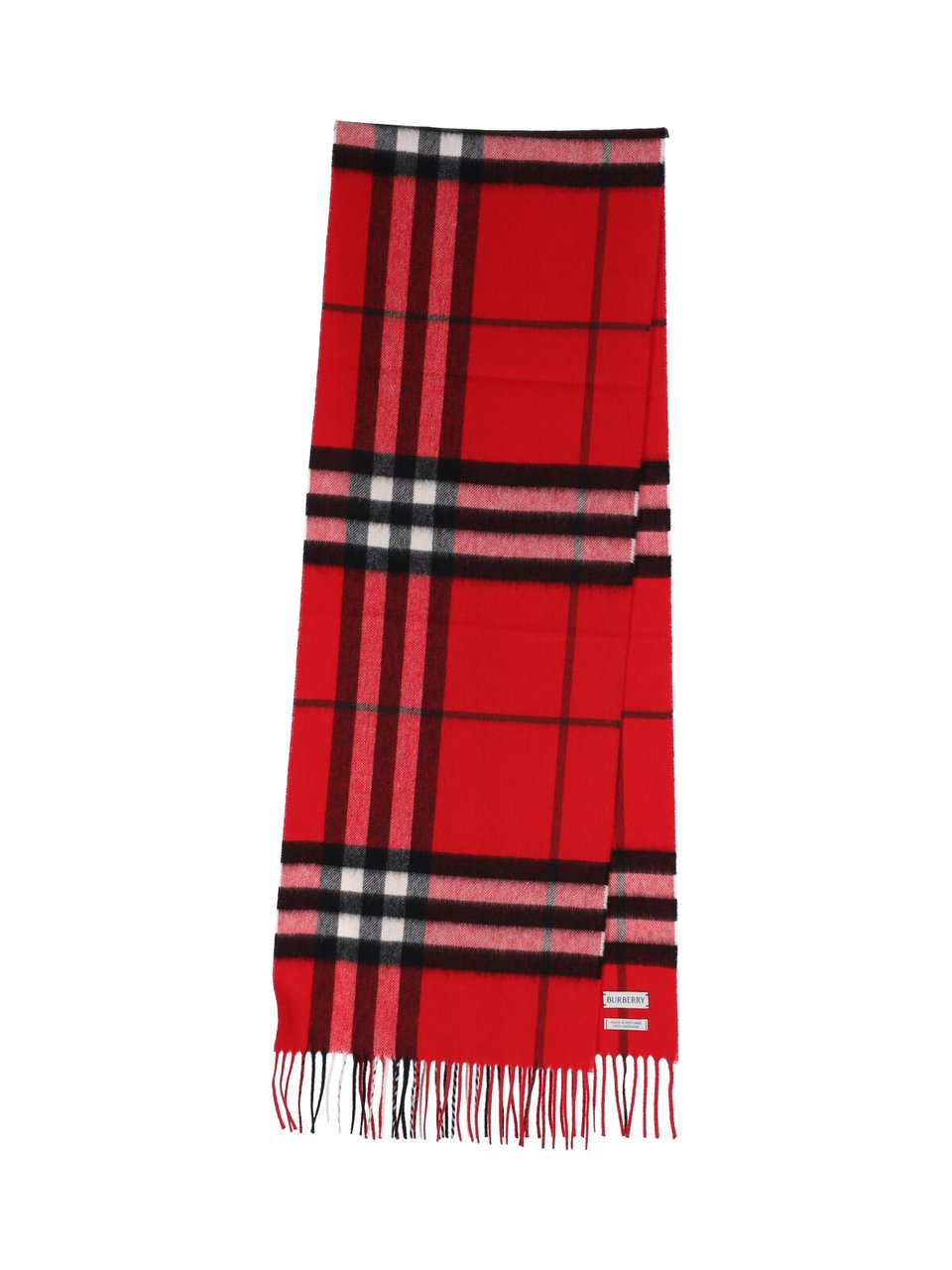 Burberry Red Check Brushed Cashmere Scarf Rood
