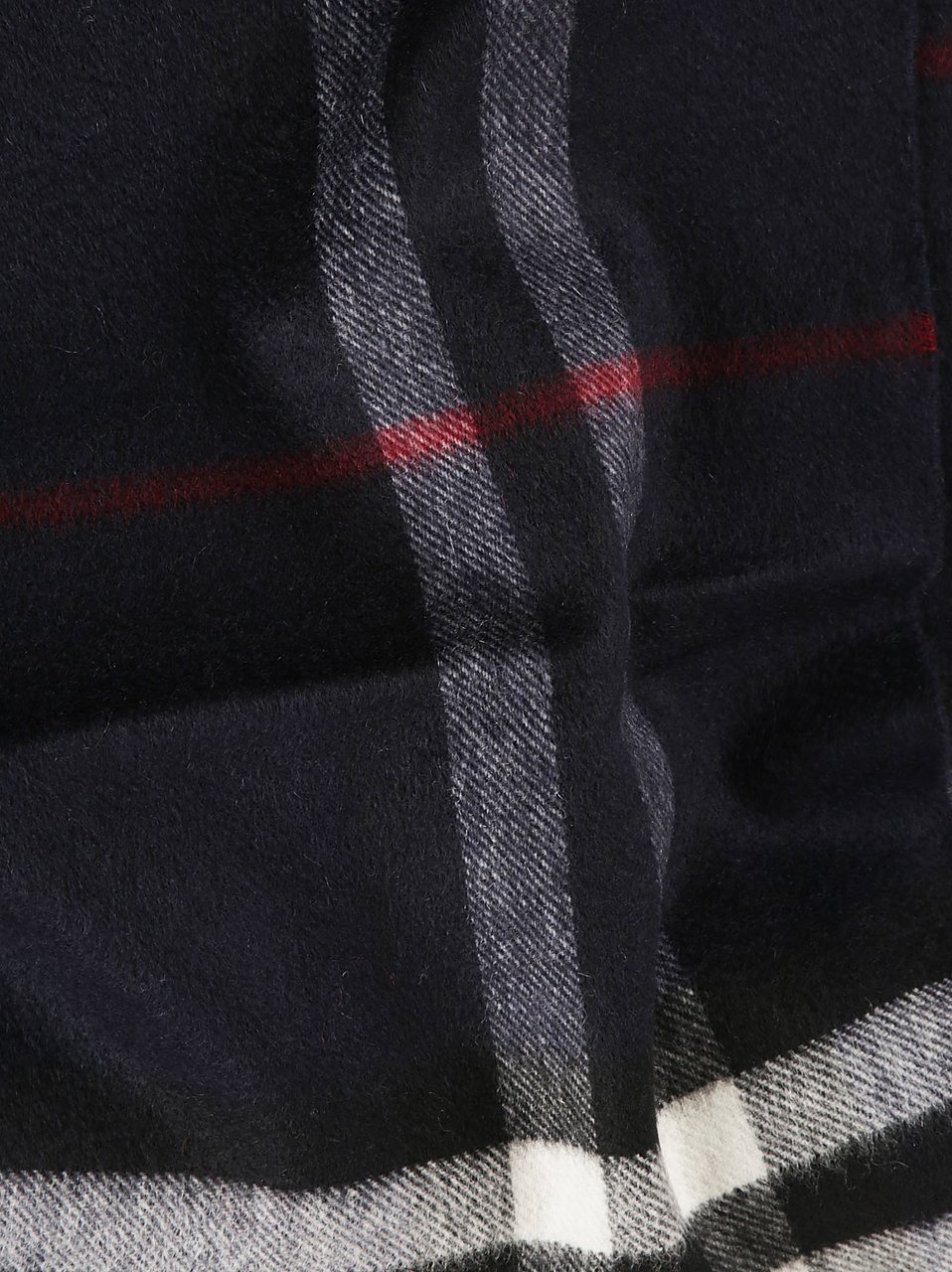Burberry "Check" Scarf, In Black Brushed Cashmere Neutraal