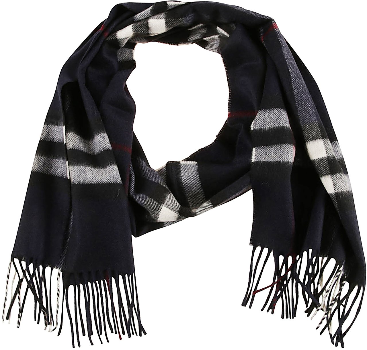 Burberry "Check" Scarf, In Black Brushed Cashmere Neutraal
