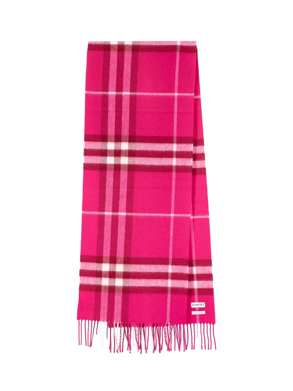 Burberry Brushed Cashmere Check Scarf With Iconic Logo Design Roze
