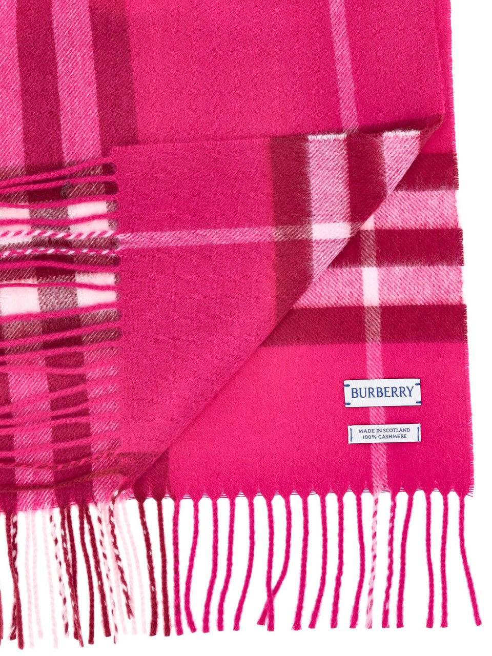 Burberry Brushed Cashmere Check Scarf With Iconic Logo Design Roze