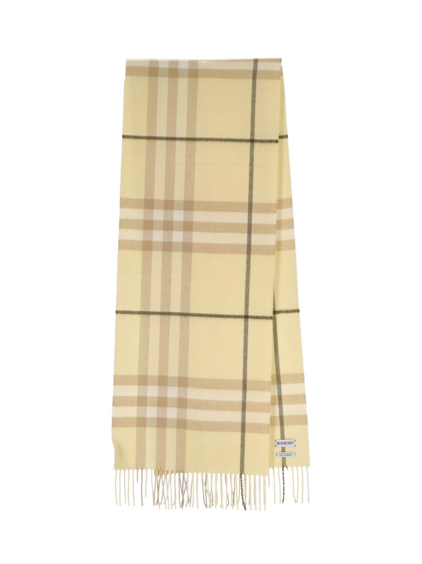 Burberry Rectangular Cashmere Scarf With Iconic Logo Intarsia Neutraal
