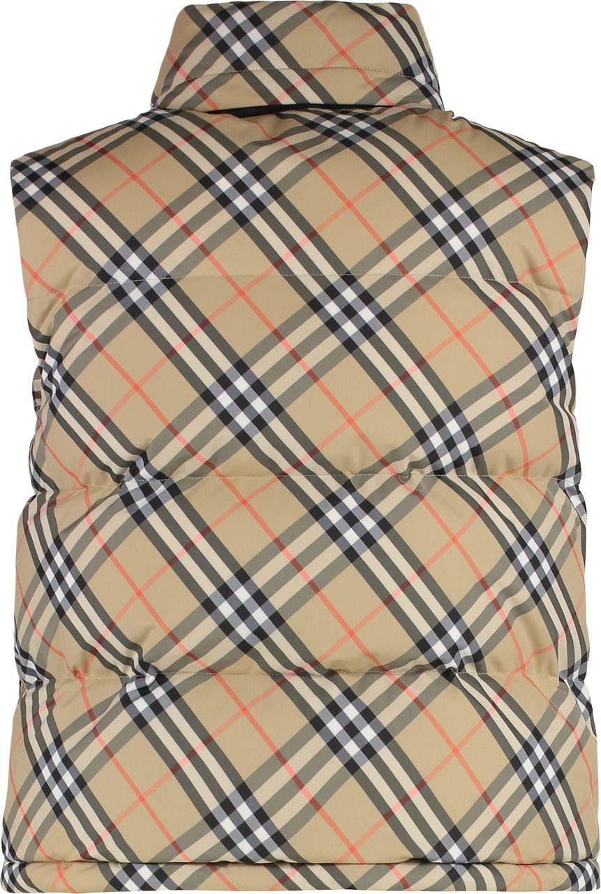 Burberry Sleeveless down jacket Check Beige