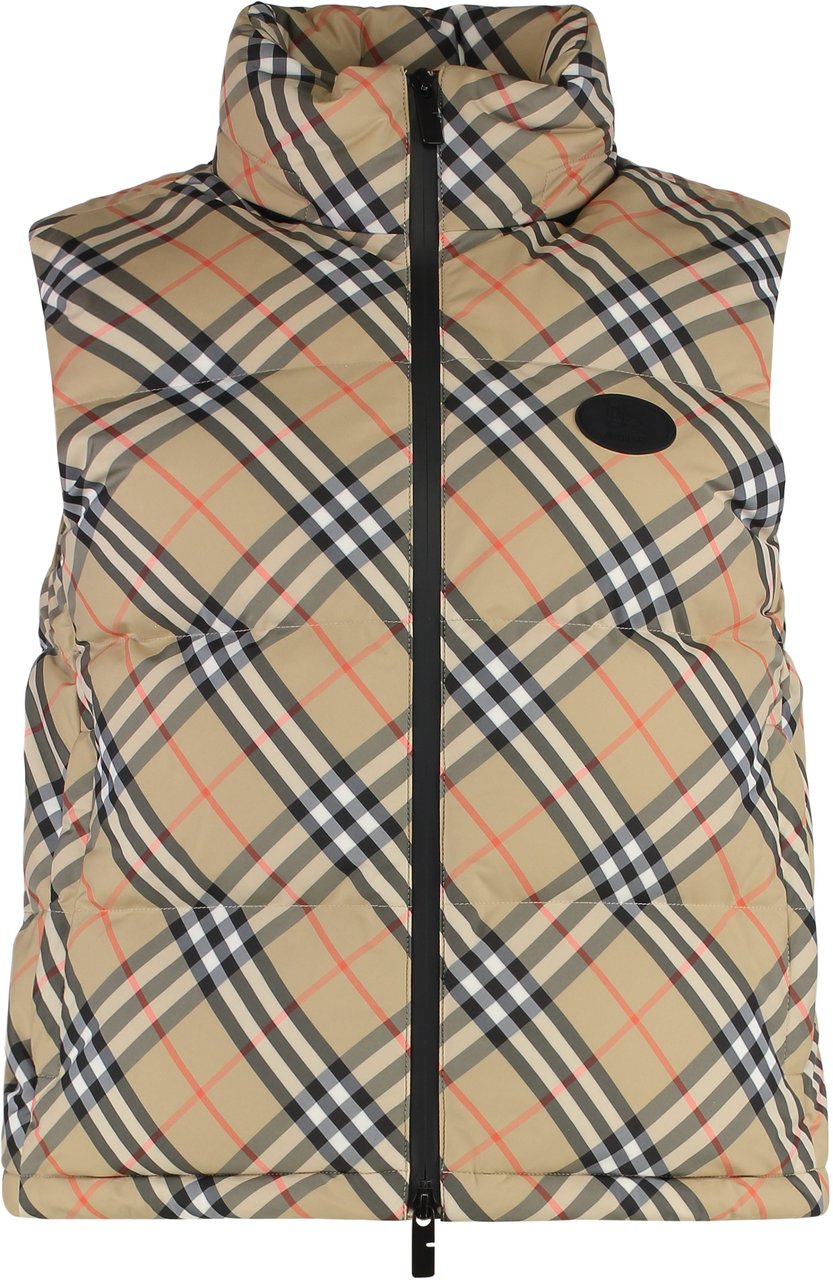 Burberry Sleeveless down jacket Check Beige
