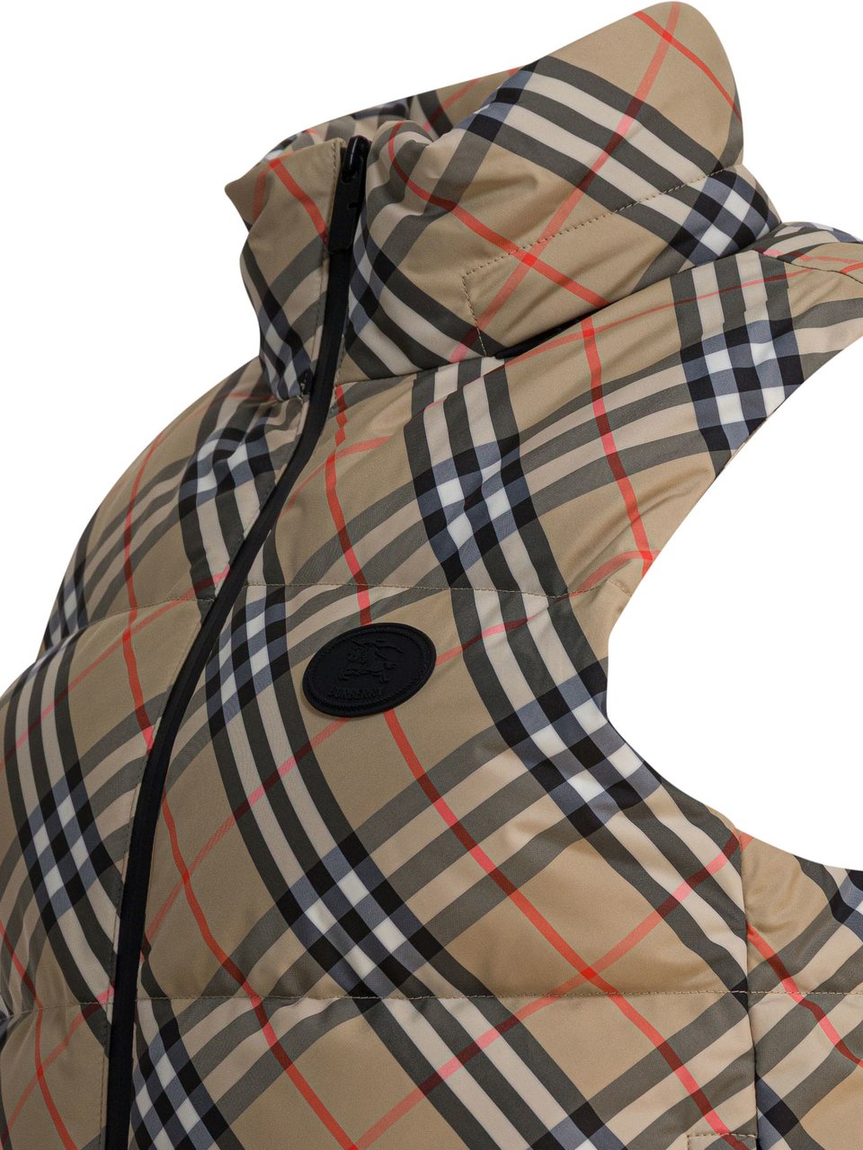 Burberry "Check" sleeveless down jacket Beige