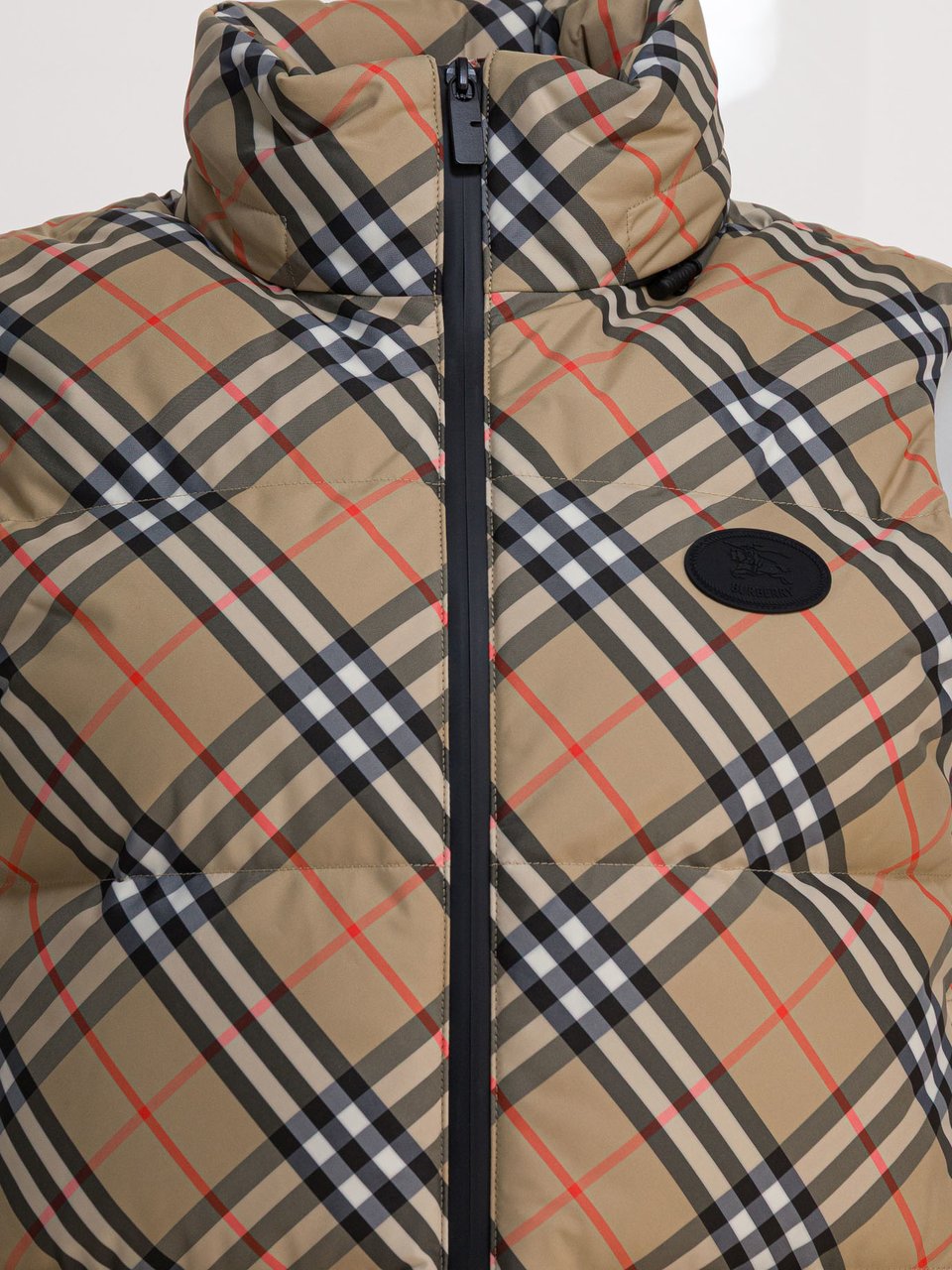 Burberry "Check" sleeveless down jacket Beige