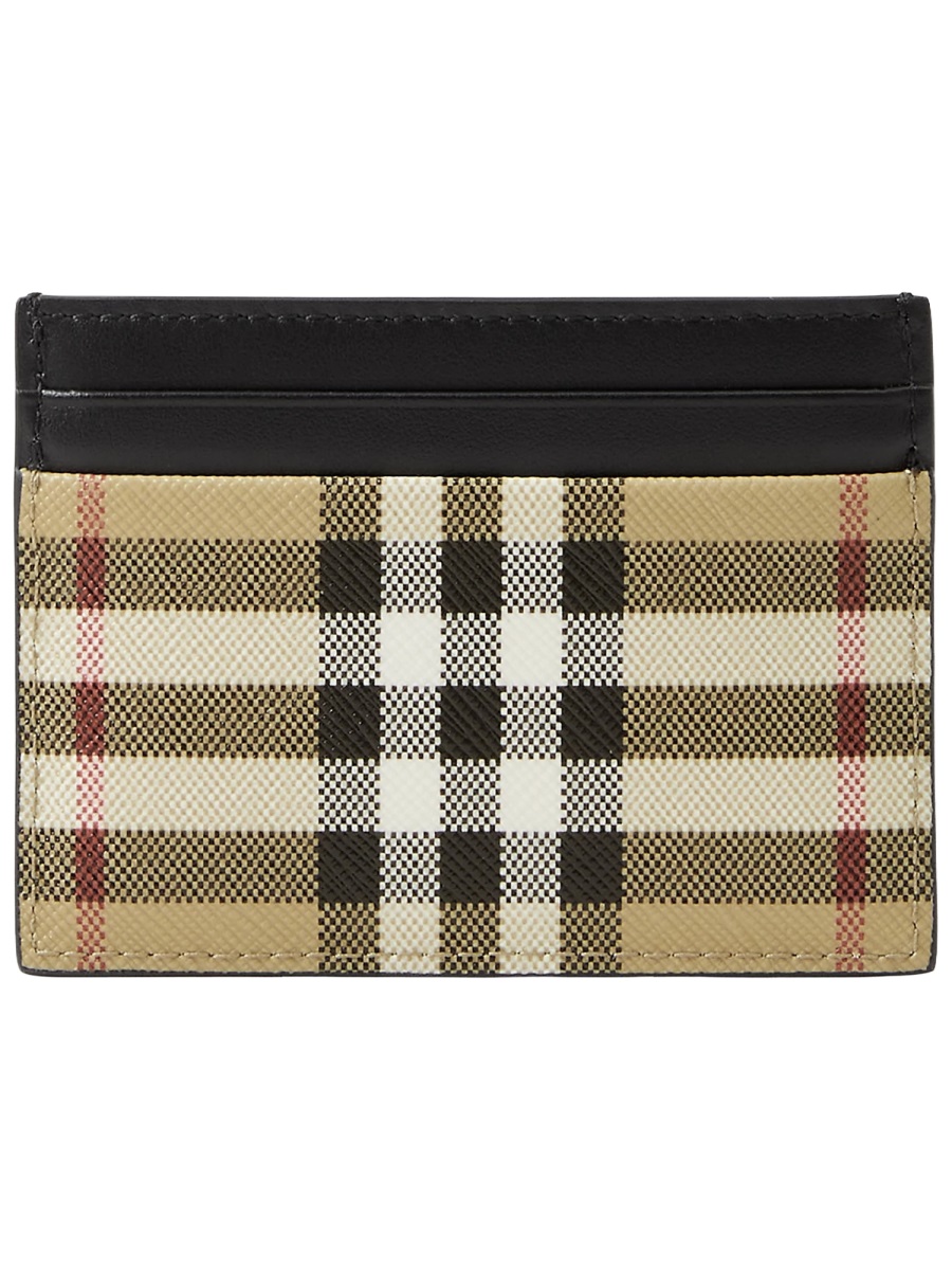 Burberry Beige Check Pattern Cotton-Blend Wallet Bruin